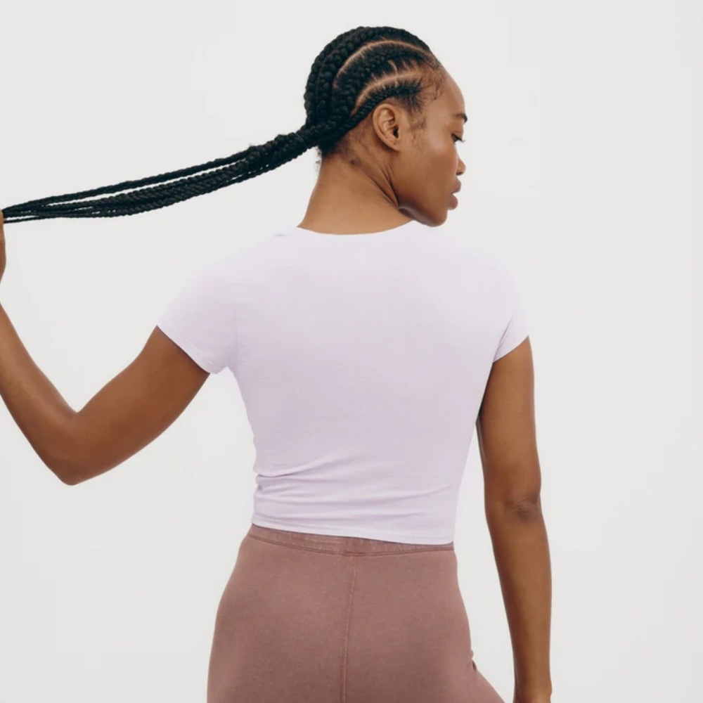 Organic Basics Classic Lilac Crop Top - Picture 2 of 6